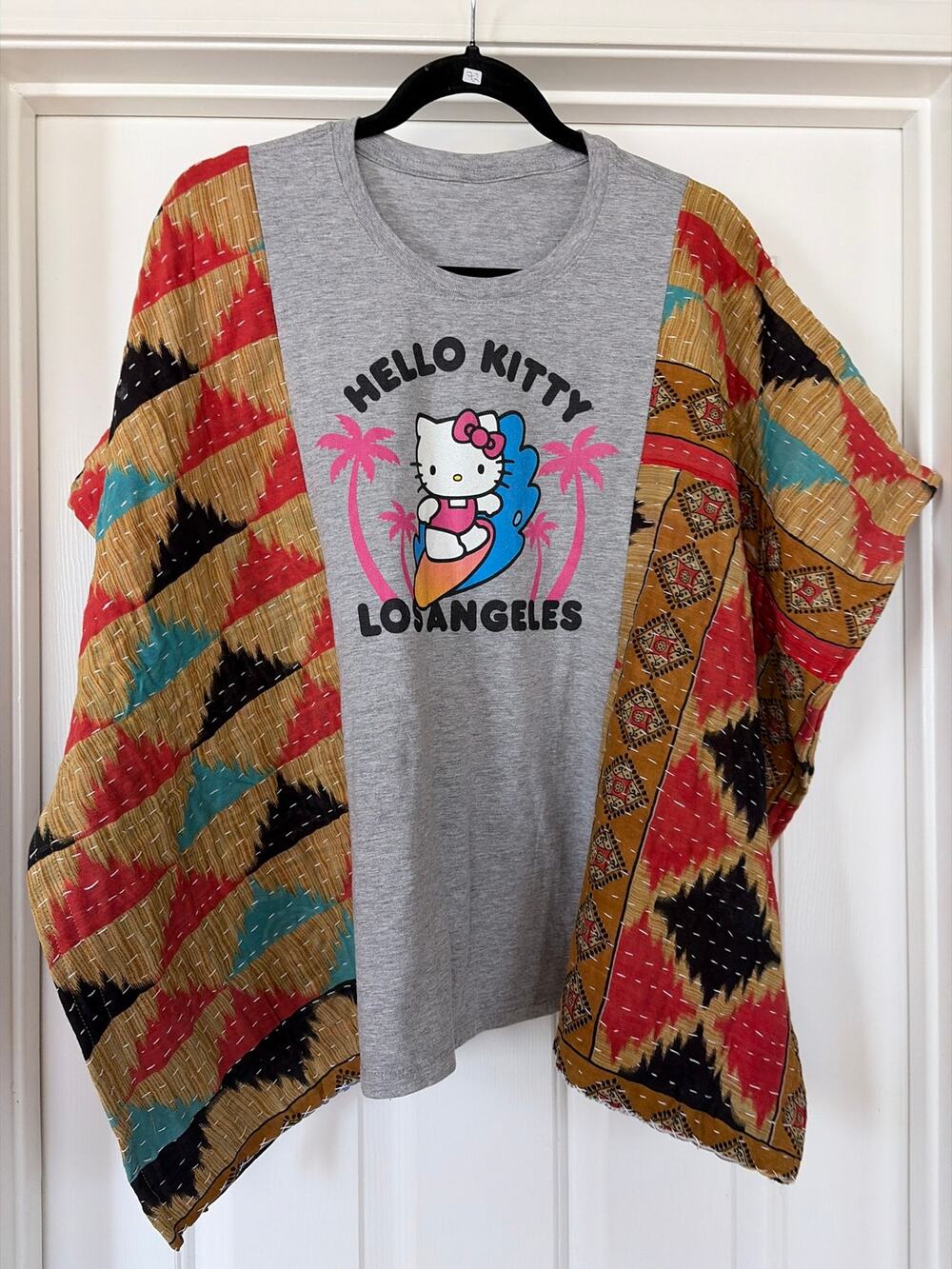 Hello Kitty Upcycled Tunic Top Shirt OS Boho Handmade